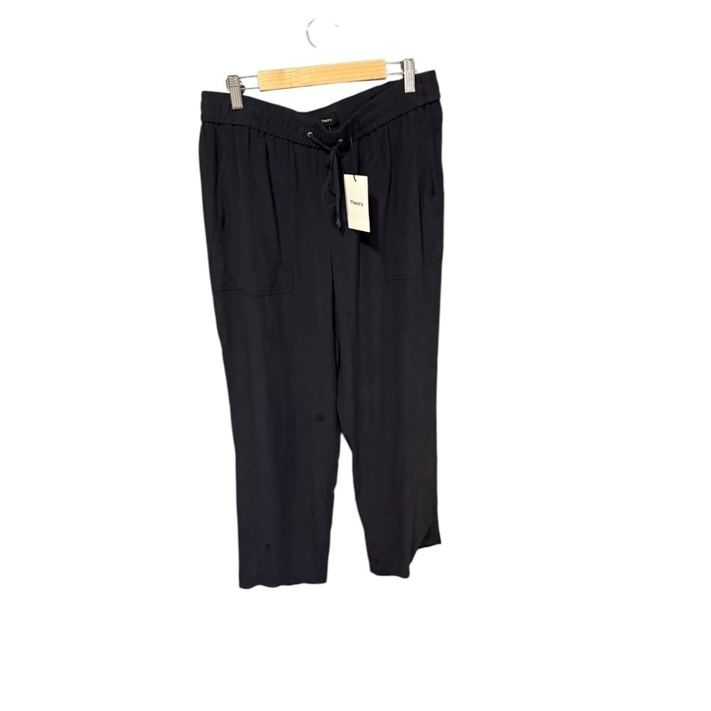 Theory Black Silk Pants | New with Tags | Size L | Style #K0102219 | Retail $295